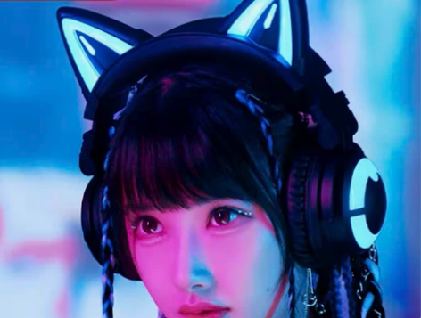 妖舞YOWU猫耳朵耳机头戴式粉色蓝牙无线可...