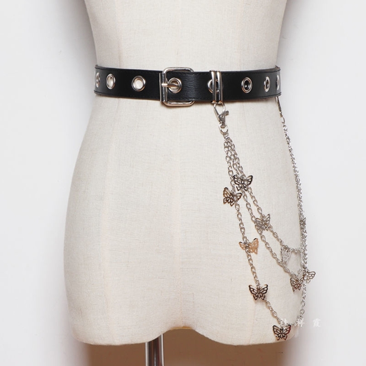 链条裤链女蝴蝶潮嘻哈挂饰ins腰链女学生皮...