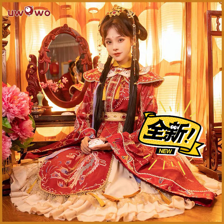 悠窝窝家宫廷国风紫金城花嫁lo裙全新大全套...