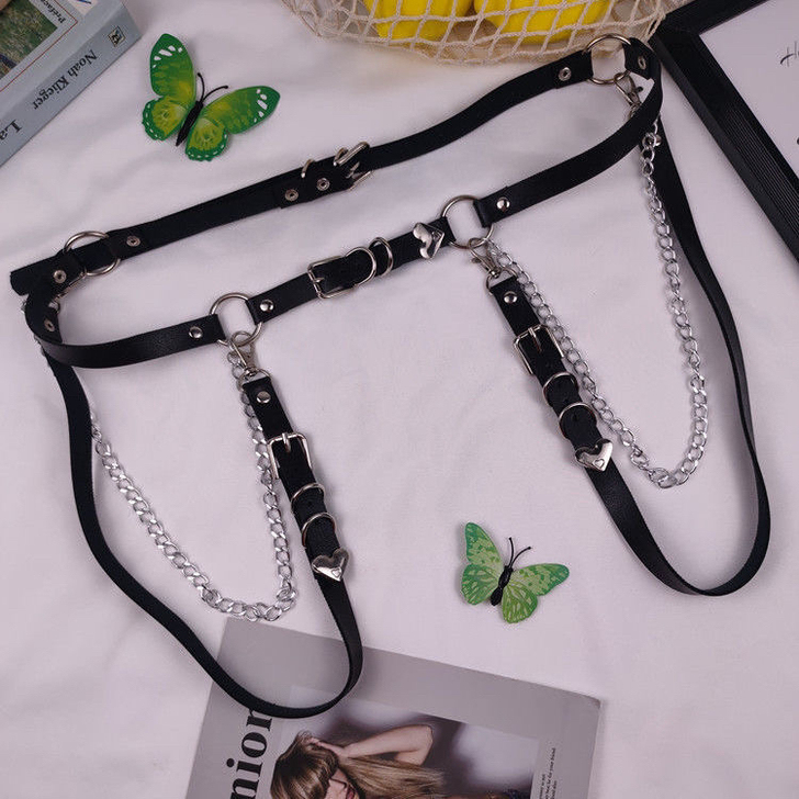 出 暗黑多用背带链女 jk腰链