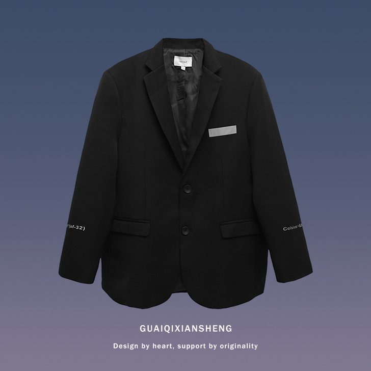 ins风痞帅炸街韩版西装外套宽松休闲西服男...