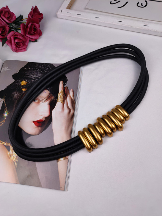 金属腰带女潮款个性毛毛虫皮带装饰配西装大衣...