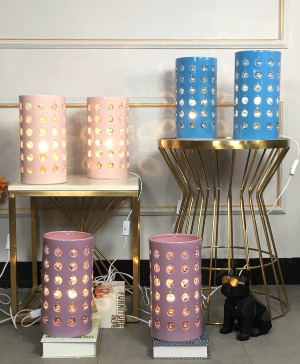 亏本全新陶瓷镂空小夜灯装饰摆件床头台灯北欧...