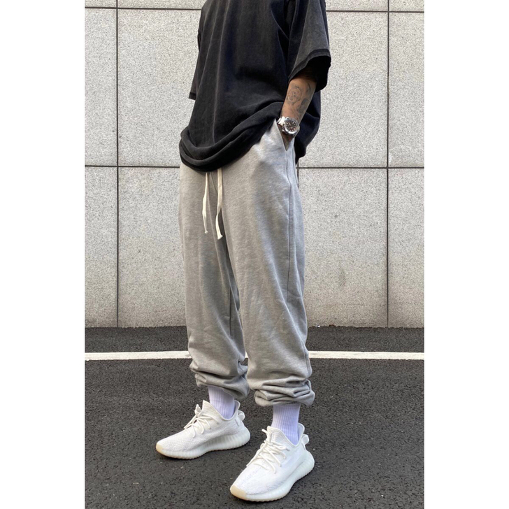 A chock春秋季束脚堆积感休闲裤男女毛...