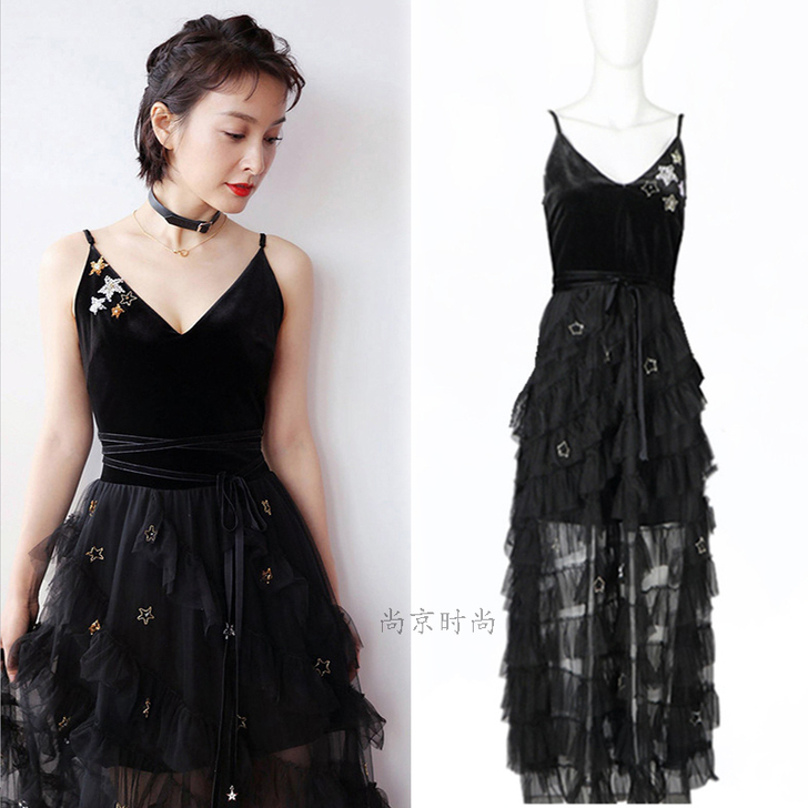 礼服连衣裙吴昕同款网纱层层蛋糕裙chic长...