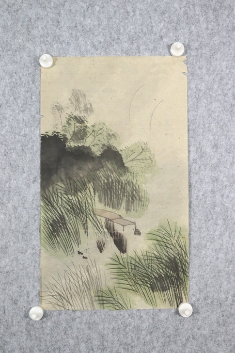 实价！ 百年老字画 池塘 名人手绘真迹手写...