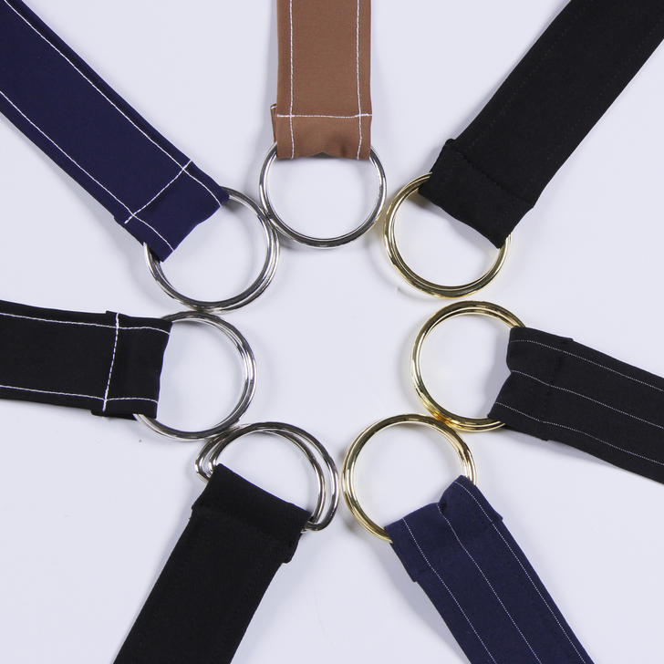 大牌走秀风街拍感金属环极简条纹面料腰带腰部...