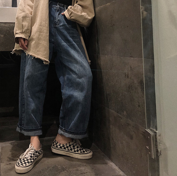 卤卤lulu直筒阔腿牛仔裤女2020年新款...