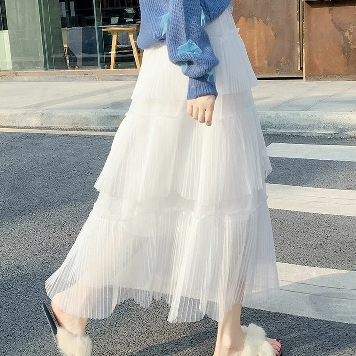 春秋新款网纱裙半身裙层层蛋糕裙中长款仙女裙...