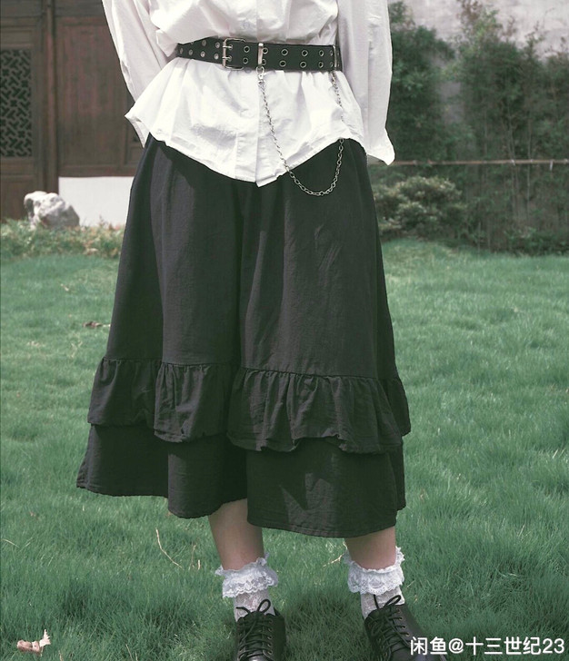 夏季新款日系蛋糕裙白色半身裙薄棉a字高腰显...