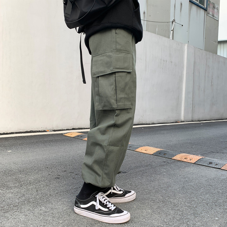 OFFBORD 宽松束脚工装长裤男日系复古...