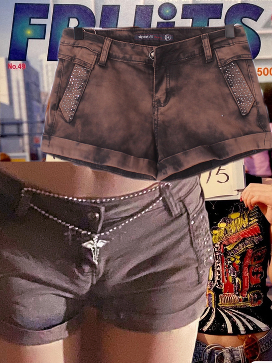y2k辣妹低腰牛仔裤贴钻亚文化涩谷街头美式...