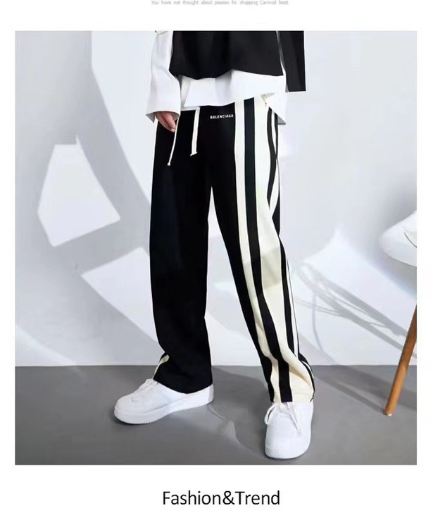 巴黎世家balsenciaga拼接束脚裤宽...