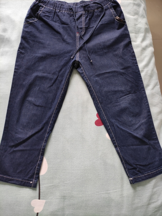 复古蓝马裤，面料很薄