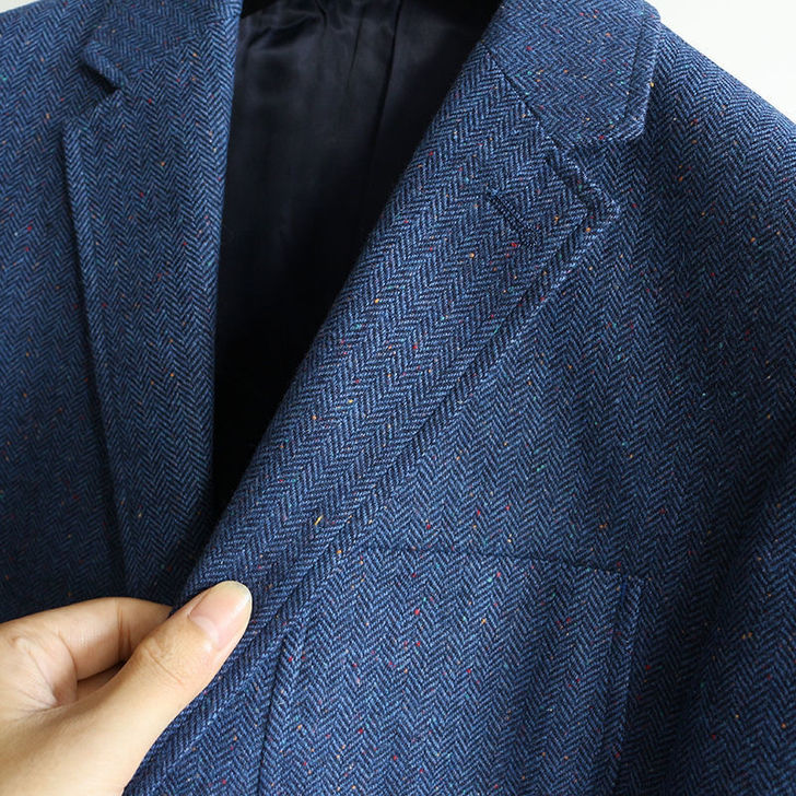 50羊毛 男士修身小西服上衣商务休闲西装男...