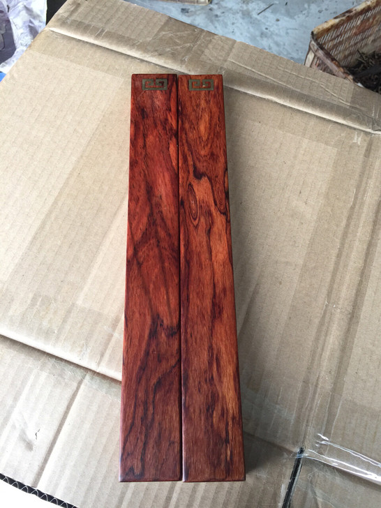 红木非洲酸枝木嵌黄铜回纹镇尺红木红木非洲酸...