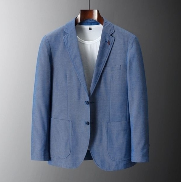 横纹肌理面料！西装男薄款春秋季西服纯色商务...
