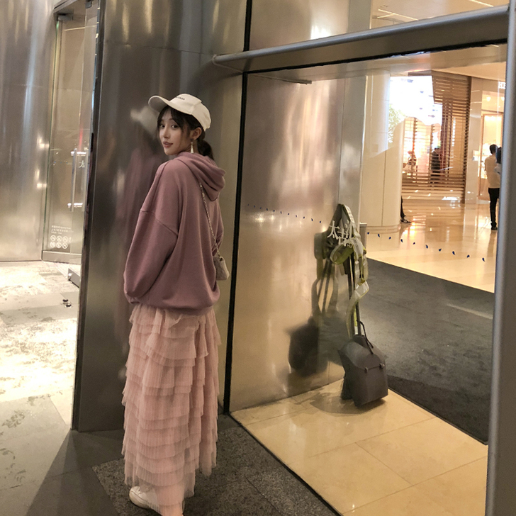 蛋糕裙半身裙女高腰秋季2018新款复古慵懒...