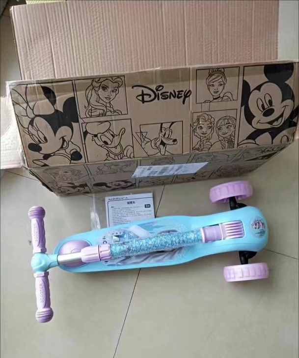 迪士尼儿童滑板车 冰雪奇缘 艾莎爱莎公主3...