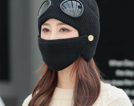 帽子男冬季户外防寒骑车帽韩版保暖毛线帽加厚...