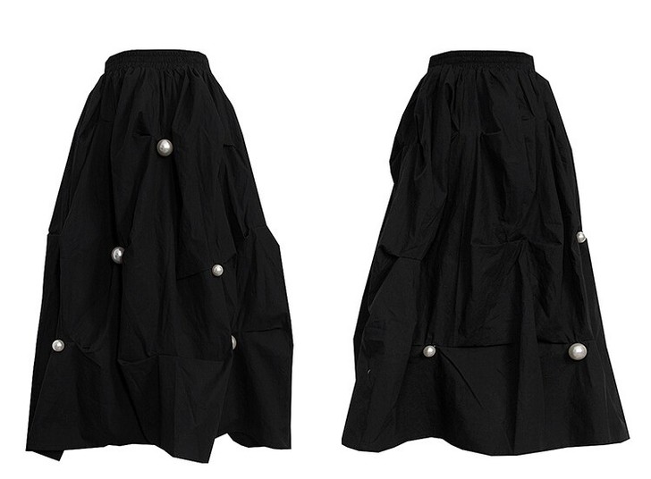 黑色半身裙花苞裙