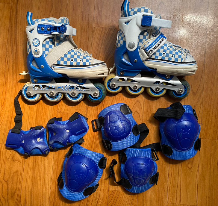 非洲豹单排轮滑鞋,功能完好,八成新,可伸缩...