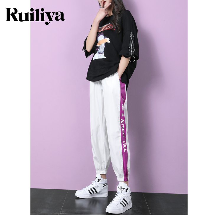 芮丽娅工装休闲裤九分束脚宽松长裤运动裤女新...