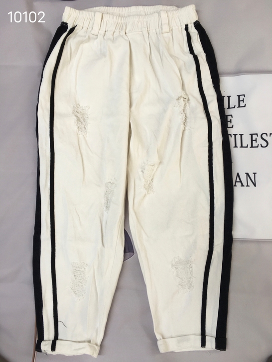 白色破洞女士休闲裤 ,腰围 62-80 裤...