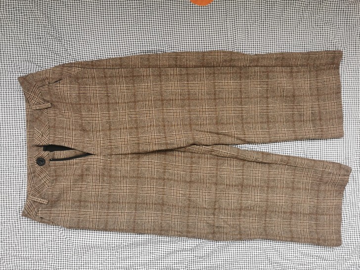 逸阳毛呢格子休闲裤女春装2021新款宽松百...