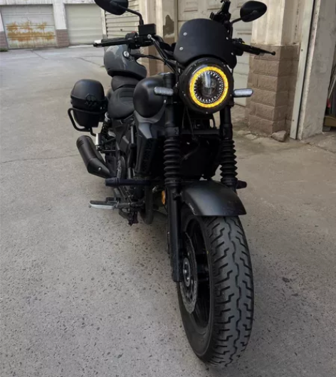 适用于豪爵TR300大灯改装复古圆灯总成摩...