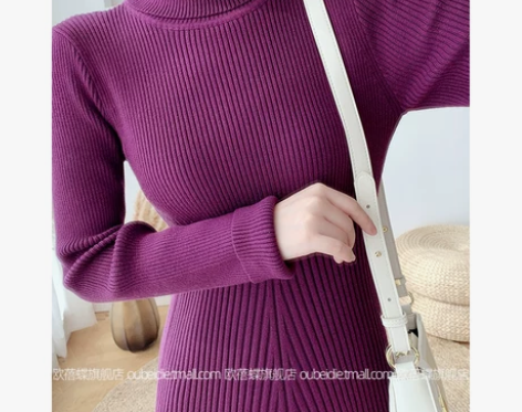 针织连衣裙女秋冬2021新款法式复古气质修...