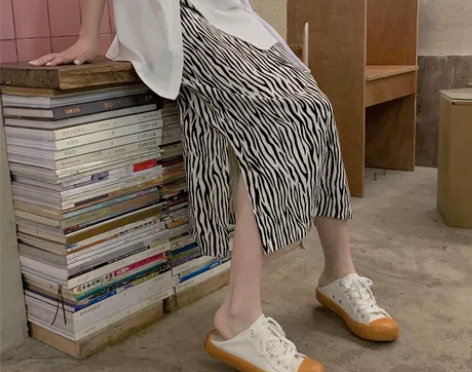 大码斑马纹半身裙中长款 气质胖mm遮跨显瘦...