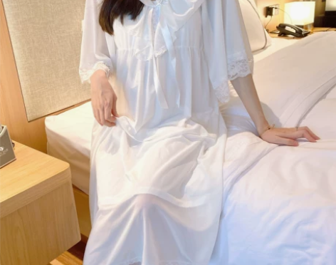 睡裙女夏季纯棉很仙的公主风洋气减龄蕾丝带胸...