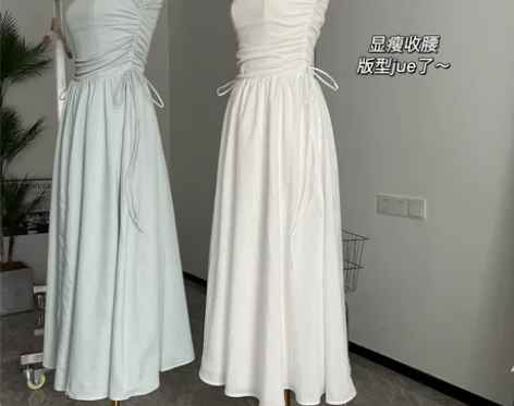 2022夏季新款极简风高腰显瘦镂空方领拼接...