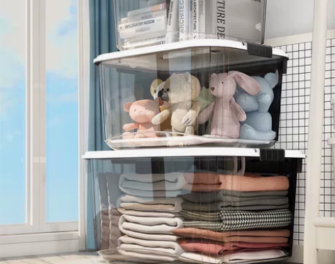 【全新包邮】透明收纳箱带盖装衣服储物箱子家...