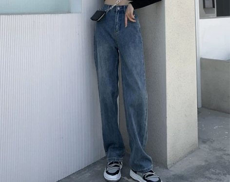【礼遇价】阔腿牛仔裤女夏季2022年高腰新...