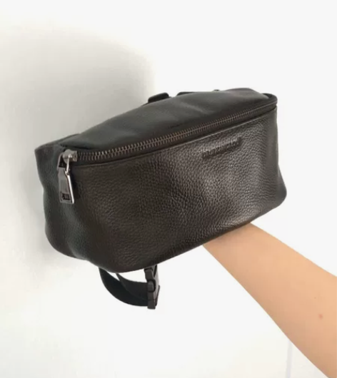 头层牛皮男士胸包多功能腰包真皮大容量手机骑...