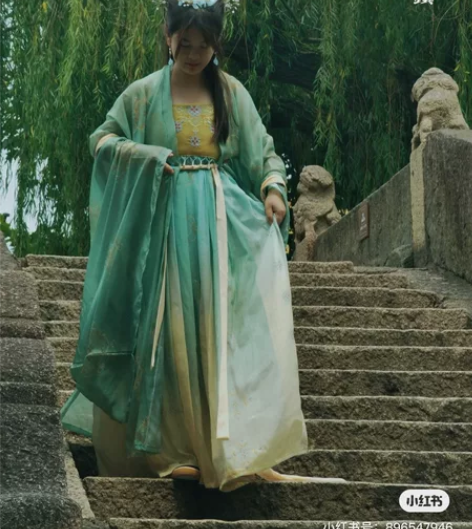 桔屿正品原创汉服女诃子裙【簪花】大袖衫唐制...