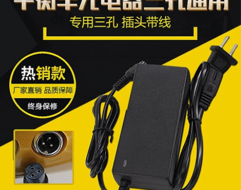 双轮电动平衡车36v电源适配三孔插头42V...