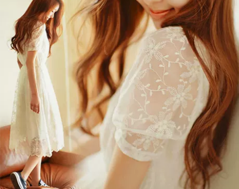 韩国森女新韩版连衣裙夏季小清新修身中长款蕾...