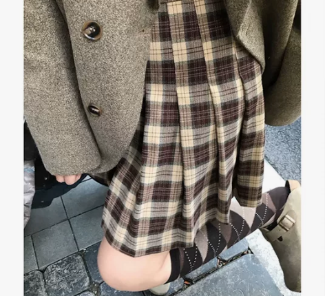 格子百褶裙深灰百褶裙，都是L码，只穿过一两...