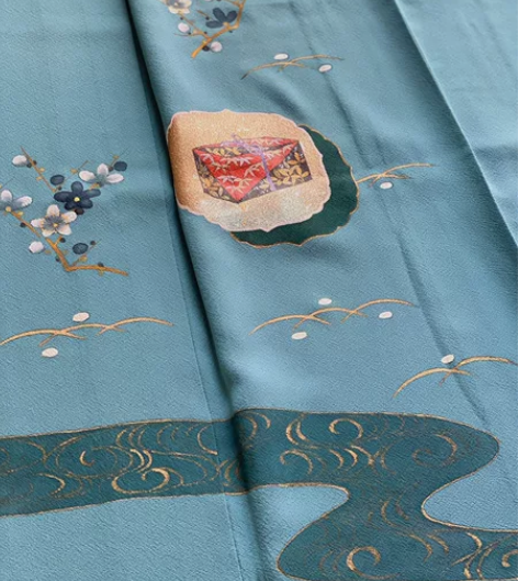 kiya喜屋作家物花浅葱宝匣付下和服 材质...