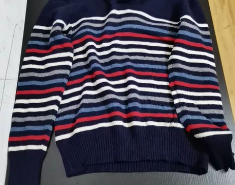 日系经典复古百搭红蓝撞色条纹毛衣 这件是真...