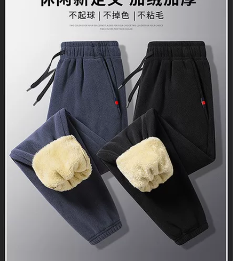 传奇保罗奥粒绒男裤加绒加厚帅气羊羔绒防寒保...
