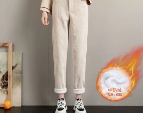 全新清仓加绒/ 不加绒灯芯绒哈伦裤女加厚高...