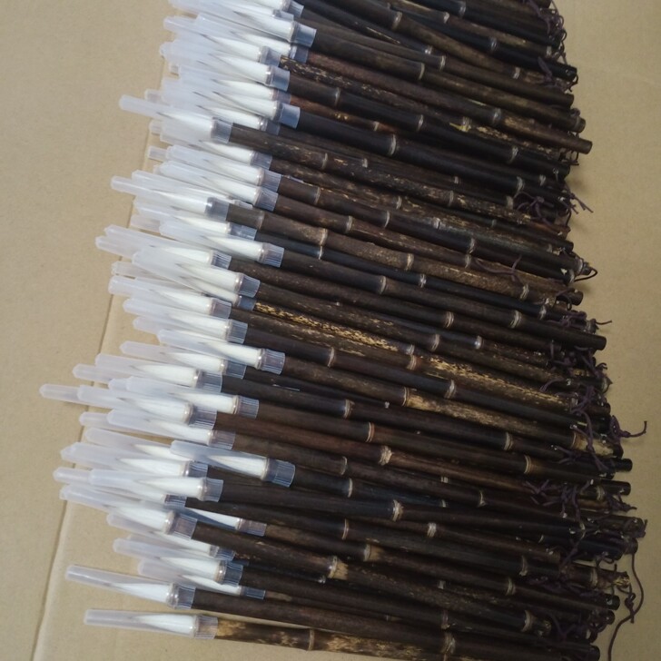 自家老人老技师纯手工制作的精致紫毫毛笔和兼...