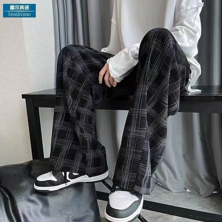 灯芯绒裤子男秋冬大码宽松直筒高街ins潮冬...