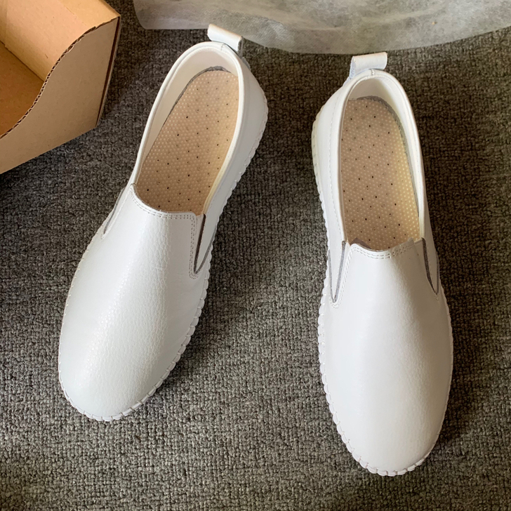 春夏季薄款透气小白鞋女鞋一脚蹬懒人板鞋百搭...