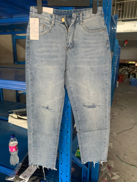 s码高腰宽松牛仔裤女哈伦裤604