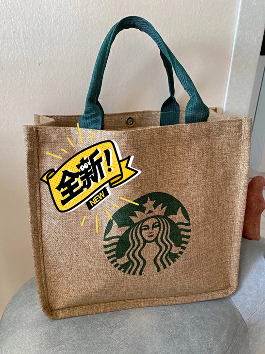 2021年新款星巴克女包亚麻女士手提包潮韩...